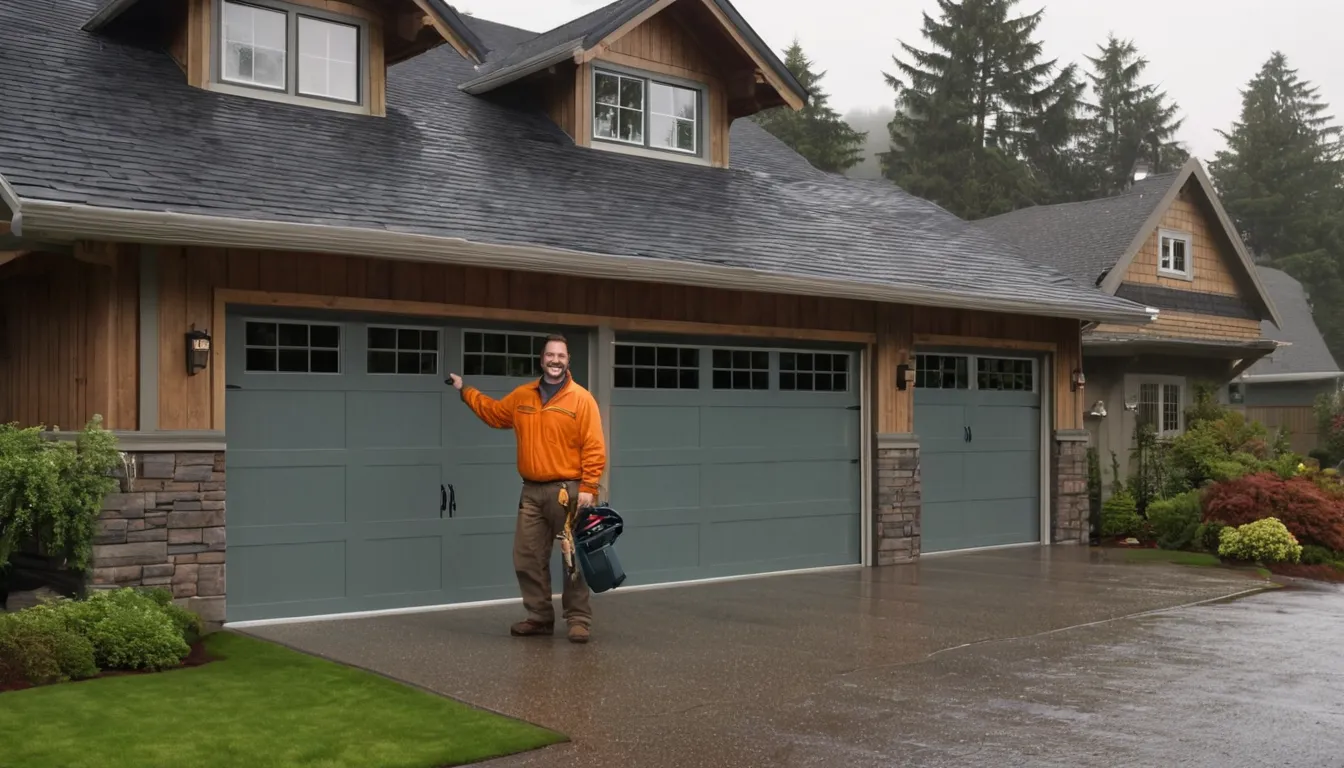 Provider installing a new garage door on a wood-frame home in Everett