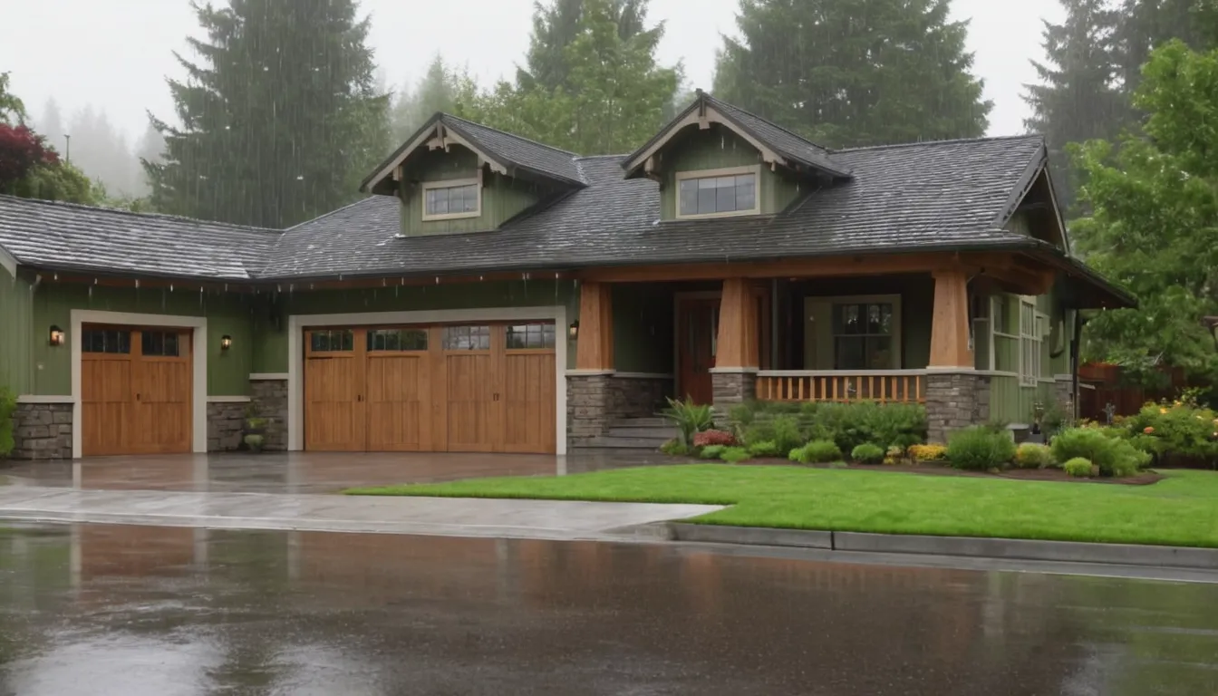 A tidy home garage door on a rainy morning in Everett